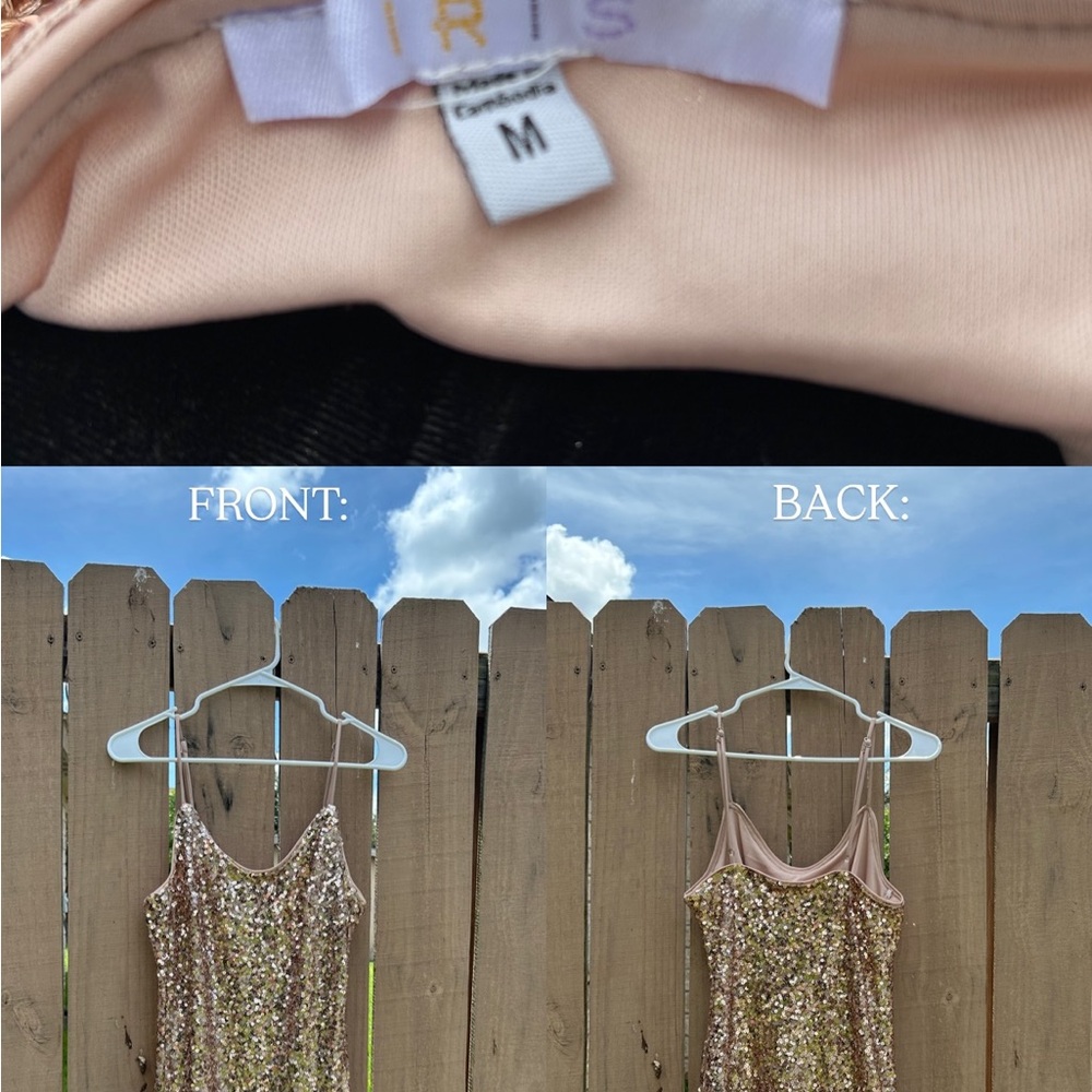 Iris Pink and Gold Backless Sequin Dress
